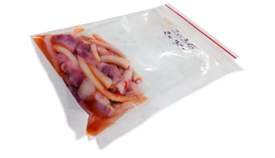<p>Collection of tails and testicles in a Ziplock bag</p>
