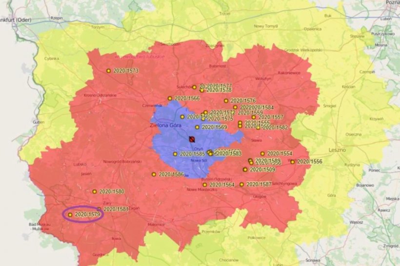 Obszary, w kt&oacute;rych stwierdzono obecność ASF u dzik&oacute;w. Źr&oacute;dło: Gł&oacute;wny Inspektorat Weterynarii w Polsce
