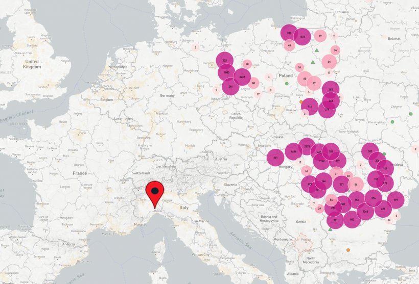 Ogniska ASF zgłaszane w Europie od stycznia 2021 r.
