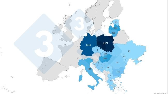 Geographical distribution of ASF cases in wild boars during the first half of 2025. Source: 333 based on data from ADNS-ADIS.
